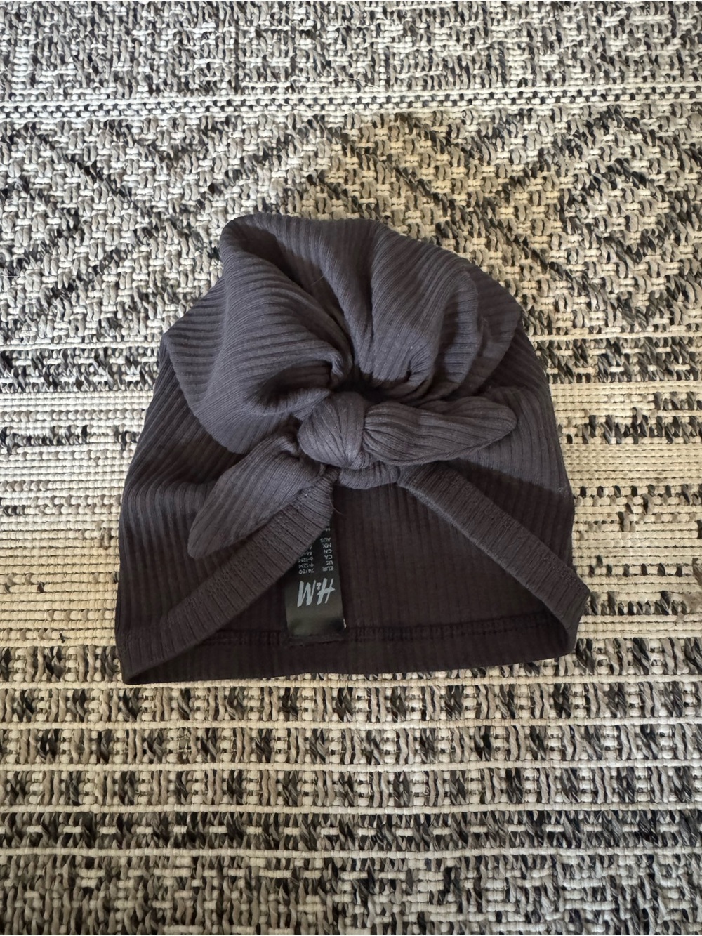H&M Baby Girl Ribbed Knot Headwrap - Dark Gray